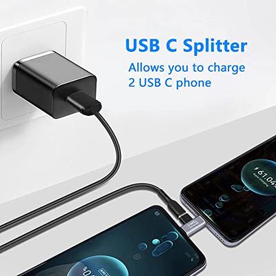 Type C Female to Double USB Male Cable Charge Two Devices at Once