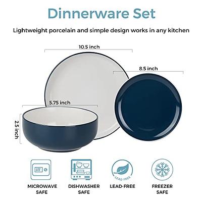 GBHOME Ceramic Dinnerware Sets,Double Color Glaze Plates and Bowls  Set,Highly Chip and Crack Resistant | Dishwasher & Microwave Safe | Round  Dishes