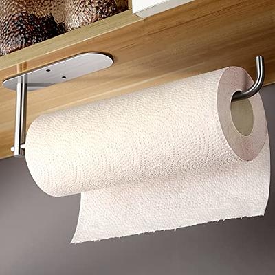 WZKALY Paper Towel Holder Under Cabinet, Adhesive Paper Towel Holder Self-Adhesive or Wall Mounted SUS304 Stainless Steel for Kitchen Bathroom