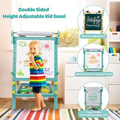 Kid Easel with Storage Double-Sided Whiteboard & Chalkboard Standing Easel  with Paper Roll Accessories for Kids and Toddlers - Yahoo Shopping