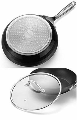 Cooper Pan Diamond-Infused Nonstick Induction Safe Cookware Set, Scratch-Resistant Pots and Pans Set with Glass Lids, 10pcs, Red