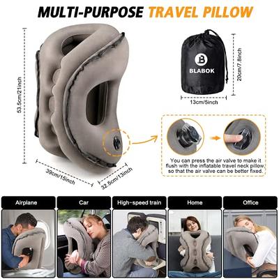 Kimiandy Inflatable Travel Pillow for Airplane, Neck Air Pillow for Sleeping to Avoid Neck and Shoulder Pain, Support Head and Lumbar, used for
