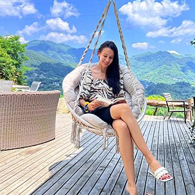 Hammock Chair with Cushion, Handmade Macrame Swing Chair with