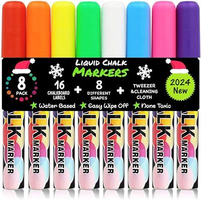 HBCY Creations Liquid Chalk Markers Set - 10 Non-Toxic Erasable Chalkboard  Markers - Extra Chisel & Bullet Tips, Tweezers & Chalk Pen Holder!