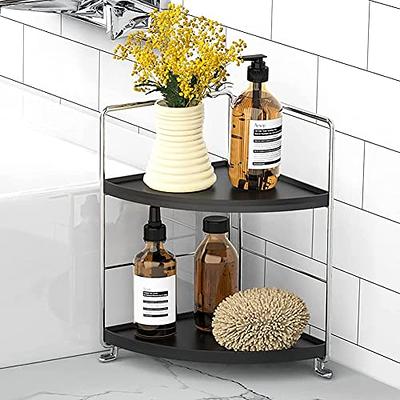 Kitchen Spice Rack Standing Shelf, 2-Tier Corner Storage Shelf, Bathroom  Countertop Organizer, Vanity Tray Cosmetic & Makeup Storage, Silver&Black -  Yahoo Shopping