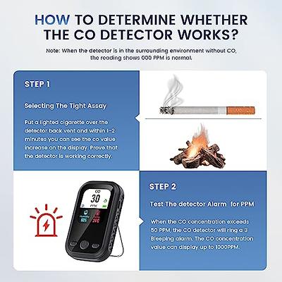 Carbon Monoxide Detectors Portable Temperature Detector/Humidity Sensor/Air  Quality Meter Smoke CO Gas Monitor [3 in 1] Alarm for Home Bedroom Office