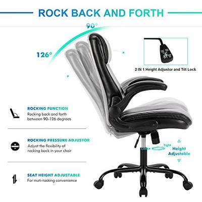 Home Office Chair Leather Computer Desk Chair with Arms for Study or Work  White