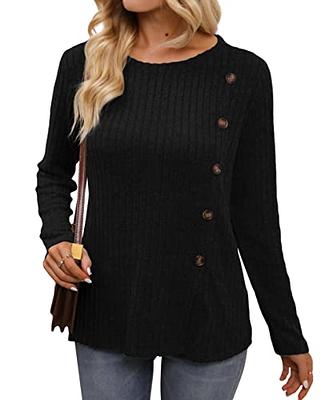 Funlingo Womens Long Sleeve Tunic Tops to Wear with Leggings Casual Dressy Shirts  Long Sweater Black M - Yahoo Shopping