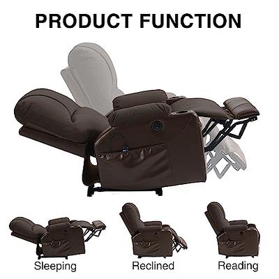 CDCASA Electric Power Lift Recliner Chair with Massage and Heat for  Elderly, Faux Leather Reclining Chairs for Seniors, 3 Positions, Side  Pocket, USB