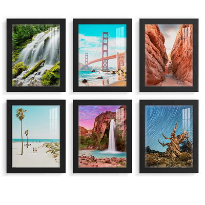 Lavish Home Picture Frame Set, 11x14 Frames Pack for Picture Gallery Wall with Stand and Hanging Hooks, Set of 6 (Black)