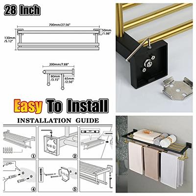 Alise Bathroom Lavatory Towel Rack Towel Shelf with Two Towel Bars