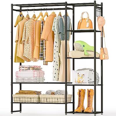 Aheaplus Wood Wardrobe Closet Storage Free Standing Closet Organizer,  Clothes Garment Racks with Storage Shelves and Hanging Rod, Walk In Closet  Organizer with 3 Wood Drawers - Yahoo Shopping