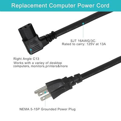 10ft (3m) Power Extension Cord - 360° Rotating Flat Plug Extension Cord -  NEMA 5-15P to NEMA 5-15R, 16 AWG, 125V/13A - Black Short 3-Prong Power