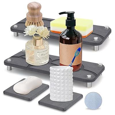 Fast Drying Stone Sink Caddy - Instant Dry Sink Organizer for Bathroom  Kitchen, Water Absorbing Stone Tray for Sink Countertop, Diatomaceous Earth  Quick Dry Stone Rack for Sponge, Soap Dispenser, Cup 