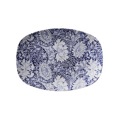 Blue Floral Serving Platter, Vintage Botanical Dishes, Decorative