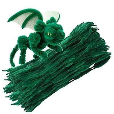 100PCS DIY Green Pipe Cleaners for Craft Long Crafting Pipe Cleaners Craft  Chenille for Christmas Tree Project Decoration