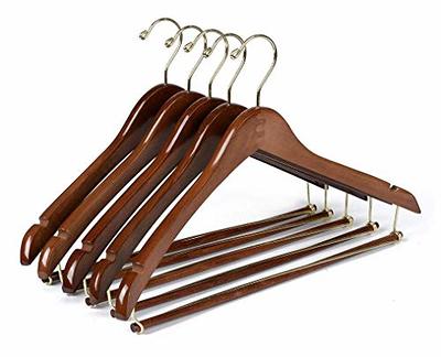 Quality Black Wooden Hangers - Slightly Curved Hanger Set of 20-Pack -  Solid Wood Coat Hangers with Stylish Chrome Hooks - Heavy-Duty Clothes,  Jacket, Shirt, Pants, Suit Hangers (Black-Gold Hook, 20) 