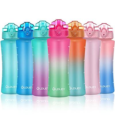 Oldley Kids Water Bottle 12 oz BPA Free Reusable with Straw/Chug 2