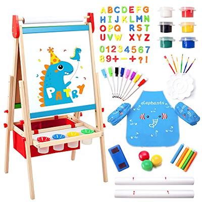 JUZBOT Easel for Kids Deluxe Wooden Standing Kids Easel with Paper