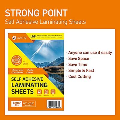 50 Pack Self Adhesive Laminating Sheets, 8.5 x 12 Inches Self-Seal Laminating Sheets, No Heat, No Machine, Peel and Stick Laminating Sheets, Clear