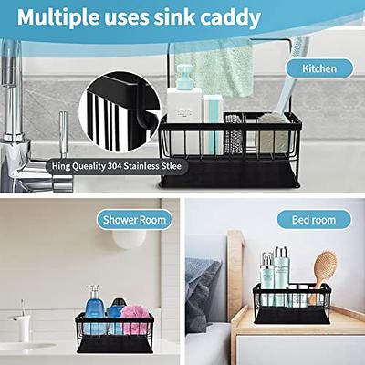 DMJWAN Kitchen Sink Caddy Sponge Holder Sink Caddy Organizer, 304 Stainless  Steel Holder for Sink,Countertop with Removable Drain Tray with Diversion