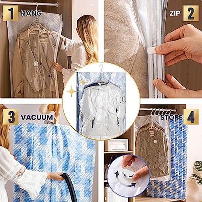 Hanging Vacuum Storage Bags Space Saver Bags for Clothes Vacuum Sealer Set  of 4