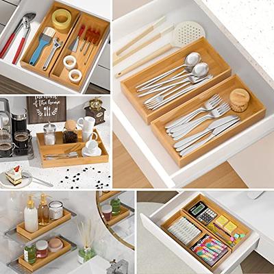 Stackable Bamboo Drawer Organizers – Set of 6