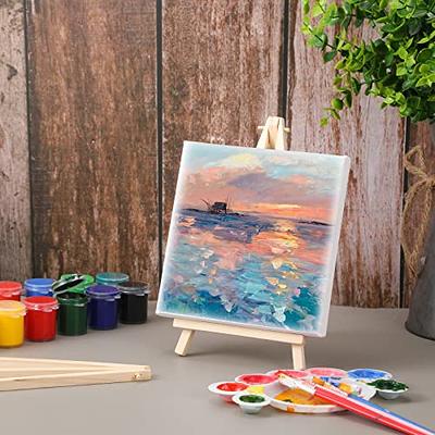 7*12cm Mini Canvas And Natural Wood Easel Set For Art Painting