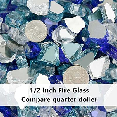 GasSaf Blue Fire Glass Beads for Outdoor Fire Pit, Fireplace and fire Pit  Table, 3/4 Inch Glass(10 Pound)(Cobalt Blue)