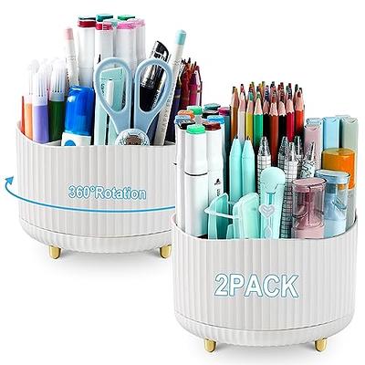 Artby7 Desk Organizer Pencil Holder for Desk, 2 Pack 360° Rotating Pen  Holder for Tabletop Desktop Storage Stationery Supplies Organizer, Cream  Pencil Cup Brushes Crayons Markers Holder - Yahoo Shopping