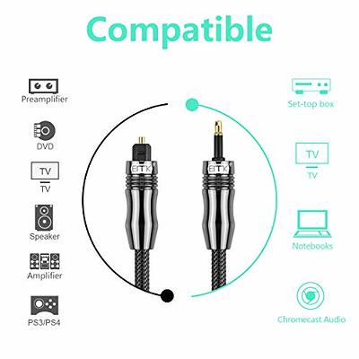 CableCreation 12FT Digital Optical Audio Cable, Toslink Cable Male to Male  Digital Optical Cable with Gold-Plated Connector for Home Theater, Sound