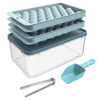 Ice Cube Trays Set, Silicone Ice Cube Tray With Lid & Bin, Perfect For  Freezer, Whiskey & Cocktails, Easy Release & Space Saving, 2 Trays & Scoop,  Food Grade Pp Cube - Temu