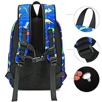 CAMTOP Backpack for Kids, Boys Preschool Backpack with Lunch Box Toddler Kindergarten School Bookbag Set (y025-2 Dinosaur-Dark Blue), Boy's, Size: 15