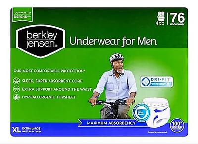 Berkley Jensen Incontinence Underwear for Men - XL, 76 ct. - Yahoo Shopping