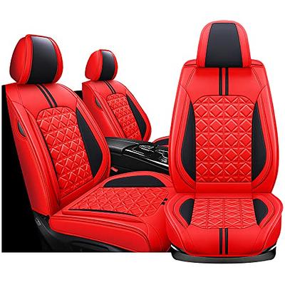 Full Set Universal 5-seats Car SUV Seat Cover Accessories Beige & Red PU  Leather 