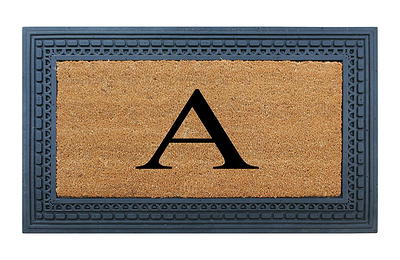 A1hc Rubber & Coir Monogrammed Door Mat for Front Door, 24x39, Anti-Shed Treated Durable Doormat for Outdoor Entrance, Heavy Duty, Thin Profile Easy