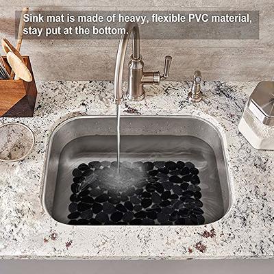 mDesign Plastic Kitchen Sink Dish Drying Mat and Grid - Large - Charcoal  Gray