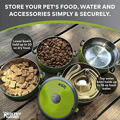 Travel Dog Bowls by Healthy Human | Stainless Steel Go Pet Bento Bowl |  Stackable Cat & Dog Food Bowls | Leak Proof Portable Puppy Supplies | Set  of 2