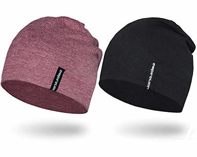 EMPIRELION 9 Multifunctional Lightweight Beanies Hats for Men Women  Running Skull Cap Helmet Liner Sleep Caps (Ruby Wine Mel. + Black, 2) -  Yahoo Shopping