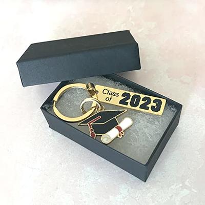 Class of 2023 Graduation Keychain Engraved Gold Key Ring with