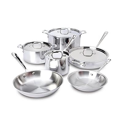 All-Clad D5 5-Ply Brushed Stainless Steel Cookware (Set of 10 Piece)  Induction Oven Broiler Safe 600F Pots and Pans Silver