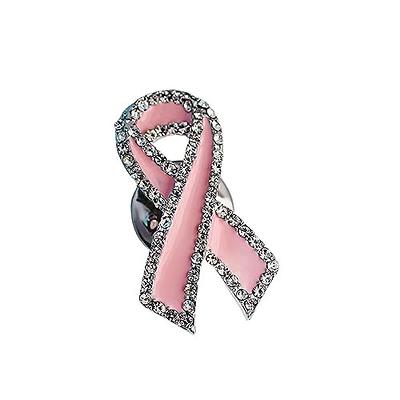 Breast Cancer Pink and White Ribbon Pin