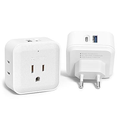[1-Pack] European Travel Plug Adapter, VINTAR Foldable International Power  Plug with 2 AC Outlets 3 USB Ports(2 USB C), Type C Travel Essentials