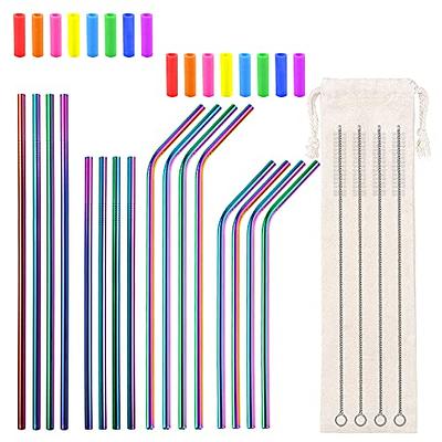 16 Pcs Silicone Straw Tips, Reusable Metal Straws Silicone Tips Covers Fit for 0.32 inch (8mm) Diameter Stainless Steel Straws and Glass Straws