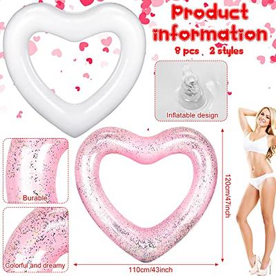 Honoson 8 Pcs Heart Pool Float 47.3 x 43 Inch Inflatable Swimming