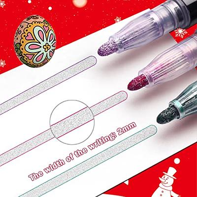 Gondiane Double Line Outline Pens, 12 Colors Outline Markers Outline Metallic Markers Pen for Highlight, Art, Drawing, Greeti