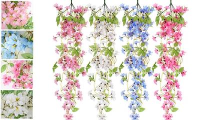 2 Pcs Artificial Hanging Flowers Winter Jasmine UV Resistant Fake