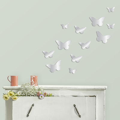 RoomMates 3D Gold Butterflies Peel & Stick Mirror Decals