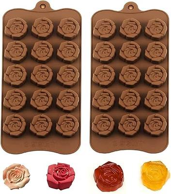 Rose Silicone Chocolate Mold 2PCS-15Cavity Flower Chocolate Silicone Molds  Ice Cube Molds Tray Cake Decoration - Yahoo Shopping