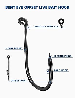 BLUEWING Bent Eye Offset Live Bait Hooks Fishing Hooks Cutting Point Hooks  High Carbon Steel Hooks Extra Sharp Fish Hooks for Freshwater Saltwater  Fishing, Size 1/0, 25pcs - Yahoo Shopping